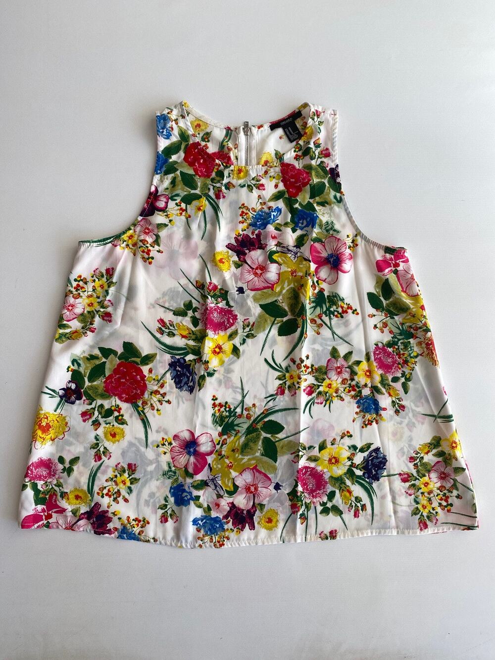 Forever 21 Women’s Multi Floral Sleeveless Top Round Neck Size M